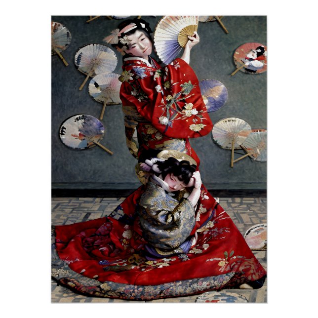 Claude Monets Camille Monet in japanischem Kostüm Poster (Vorderseite)