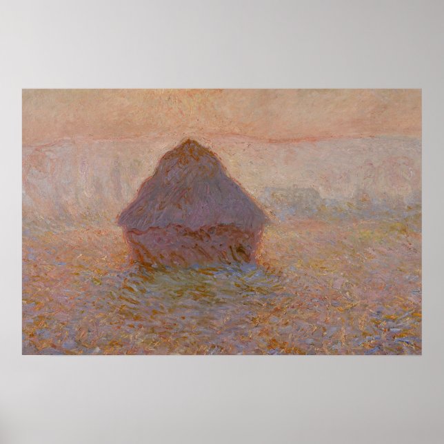 Claude Monets Grainstack, Sun in the Mist (1891) Poster (Vorne)