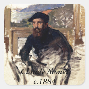 Claude Monets Selbstportrait in seinem Atelier Quadratischer Aufkleber