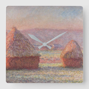 Claude Monets weißer Frostaufgang (Hystacks) Quadratische Wanduhr
