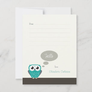 Claude the Little Owl (ausgekleidet) Flache Mitt Mitteilungskarte