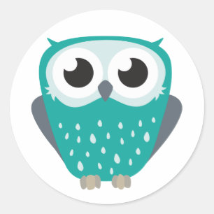 Claude the Little Owl Runder Aufkleber