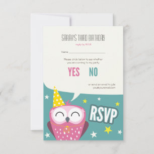 Claudette le Owl Anniversaire de enfant Party RSVP