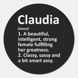 Claudia Definition Personalisierter Name Lustiges  Runder Aufkleber