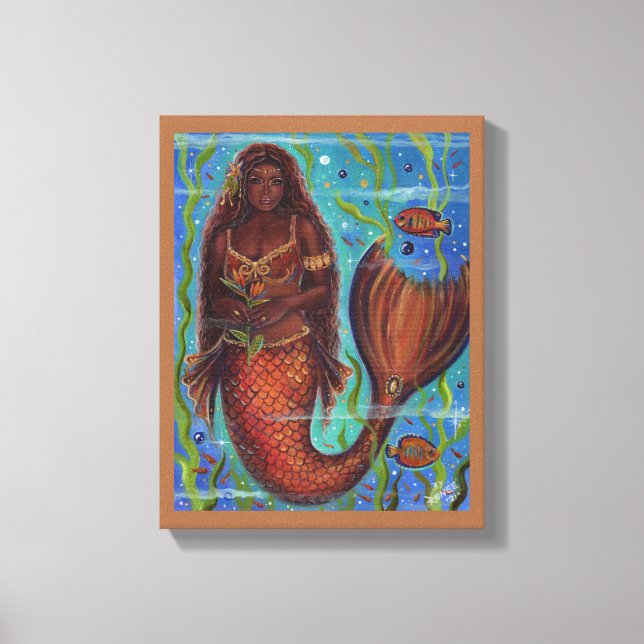 "Claudina", tropische Meerjungfrau-Kunst von Renee Leinwanddruck (Vorderseite)