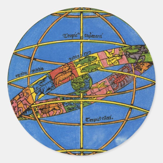 Claudius Ptolemy Astronomer, Vintager Celestial Runder Aufkleber (Vorderseite)