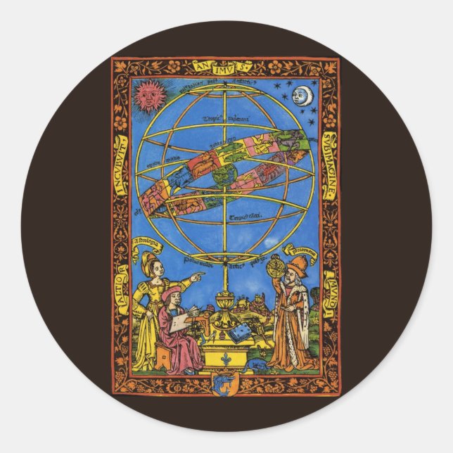 Claudius Ptolemy Astronomer, Vintager Celestial Runder Aufkleber (Vorderseite)