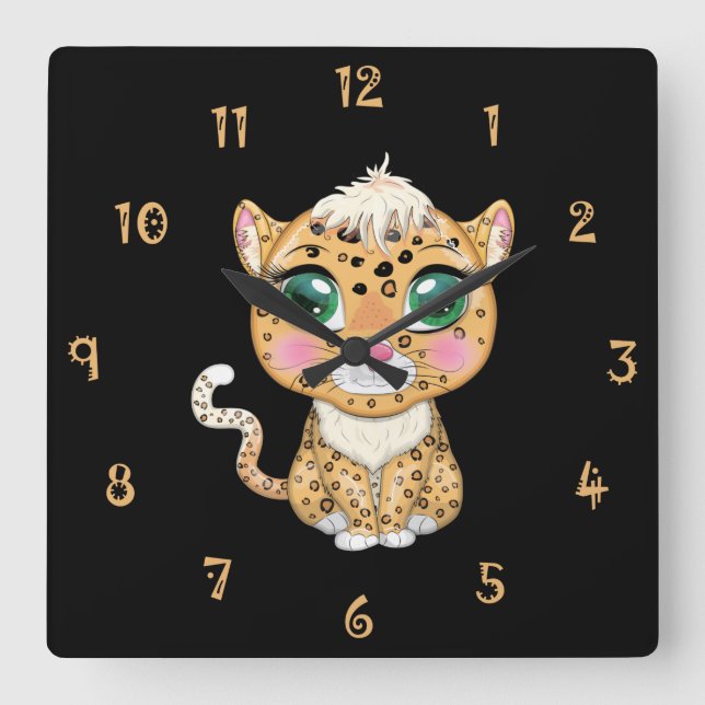 Claudye The Cat Wall Clock Quadratische Wanduhr (Vorderseite)