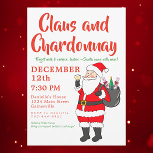 Claus Chardonnay Ladys Wine Night Christmas Party Feiertagskarte