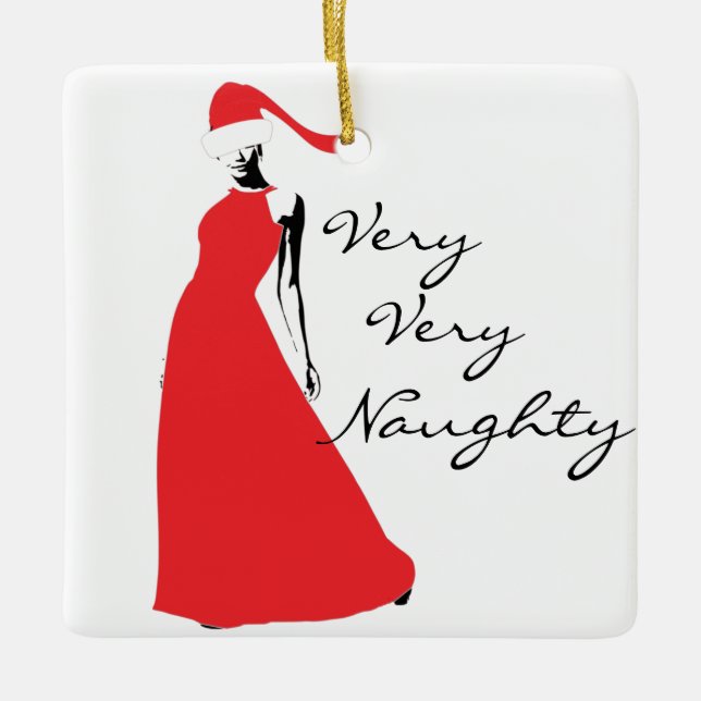 Claus Naughty und Nice Keramikornament (Vorderseite)