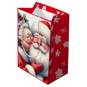 Clause Kissing Santa Niedlich Weihnachten Mittlere Geschenktüte