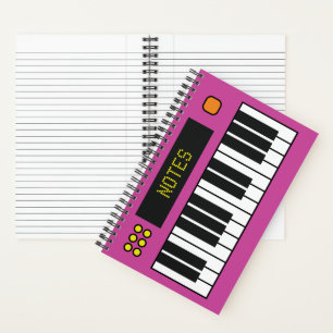 Clavier de musique rose Carnet spiral