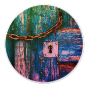 Clavier de porte en bois rustique et poignée en cé