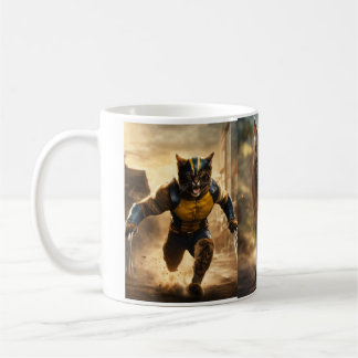 Claw and Coffee: Cat Wolverine Print Tasse