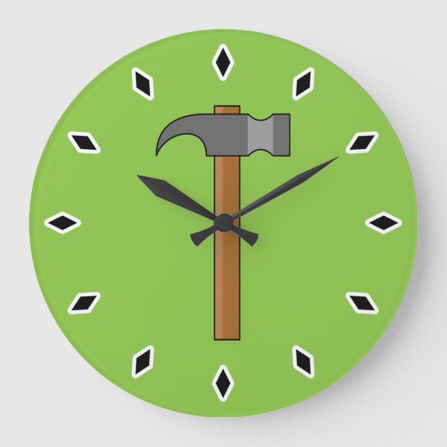 Claw Hammer Cartoon Große Wanduhr (Vorderseite)