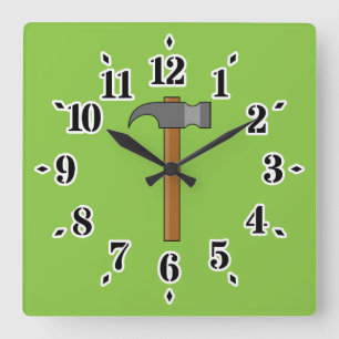 Claw Hammer Cartoon Quadratische Wanduhr
