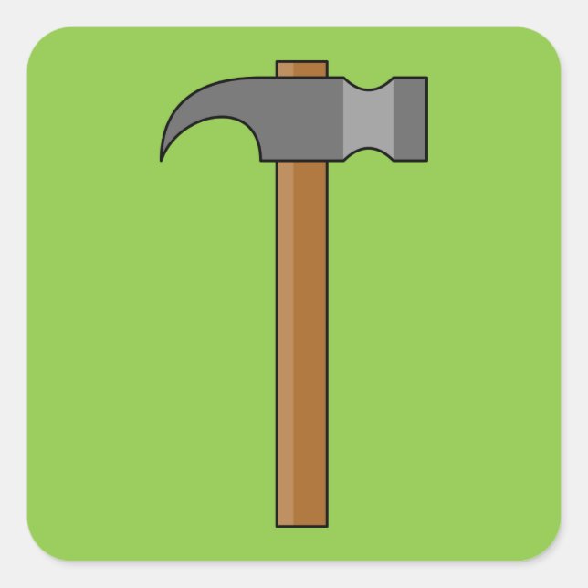 Claw Hammer Cartoon Quadratischer Aufkleber (Vorderseite)