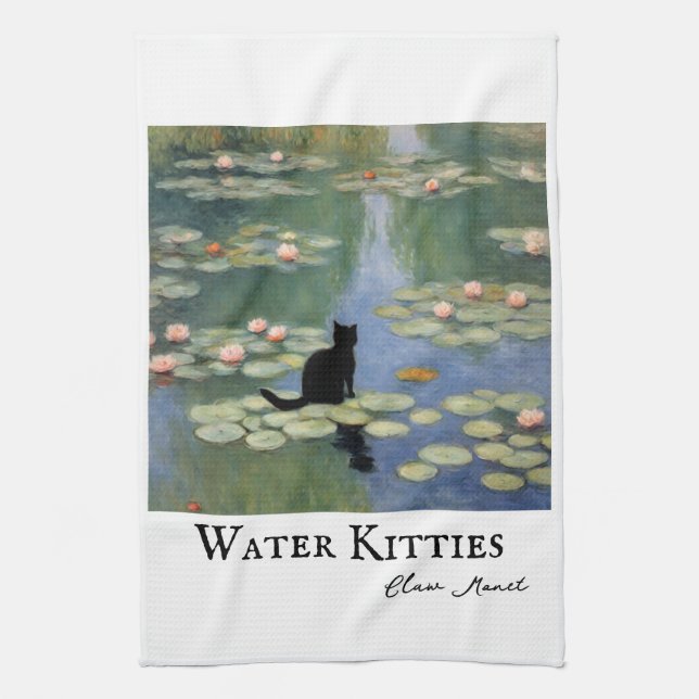 Claw Monet Water Lilies Cat Pond Geschirrtuch (Vertikal)