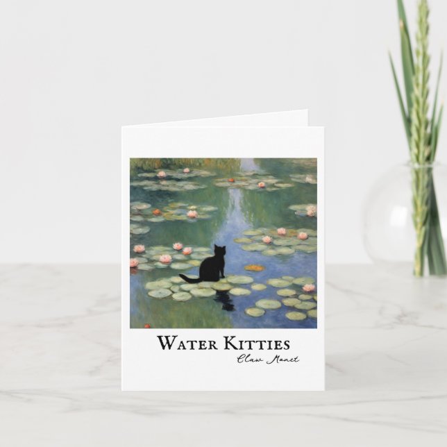 Claw Monet Water Lilies Cat Sympathy Card Dankeskarte (Vorderseite)