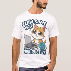 Claw-some Coder Anime Cat T - Shirt - Funny Progra