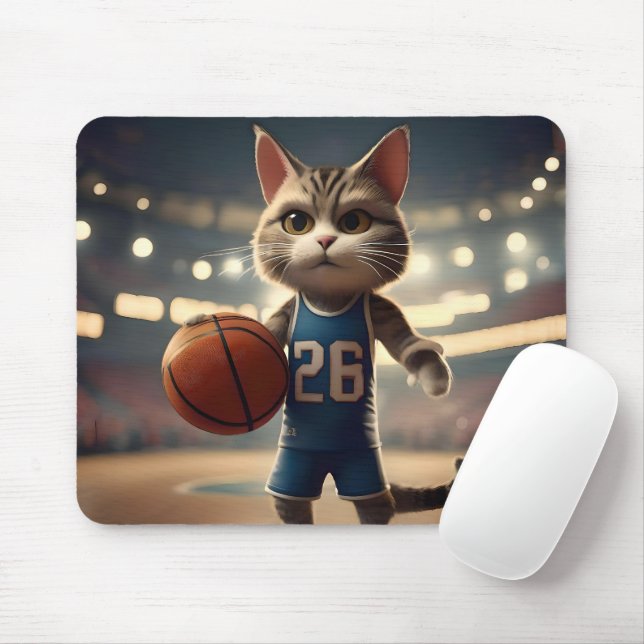 Claw-some Hoops: Der Fearless Cat Basketballer Mousepad (Mit Mouse)