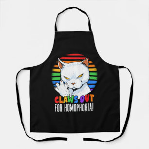 Claws Out for Homophobia Rainbow Angry LGBT Cat Schürze