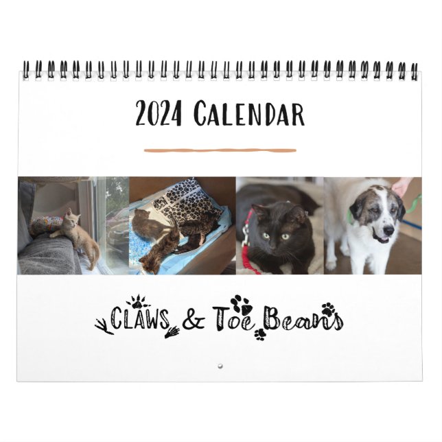 Claws & Toe Beans 12-monate Wall Calendar 2024 Kalender (Titelbild)