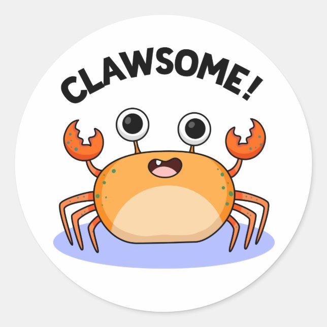Clawsome Funny Phantastisch Crab Pub Runder Aufkleber (Vorderseite)