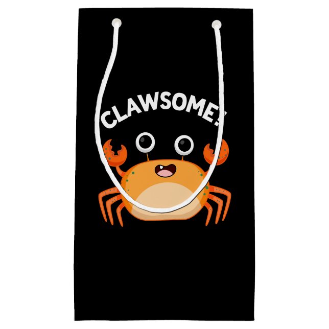 Clawsome Funny Phantastisch Crab Pun Dark BG Kleine Geschenktüte (Vorderseite)