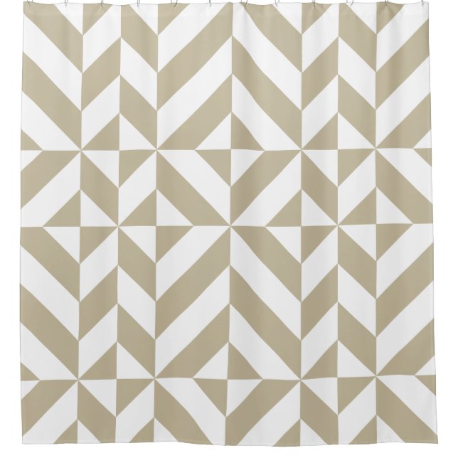Clay Beige Geometric Cube Pattern Duschvorhang (Vorderseite)