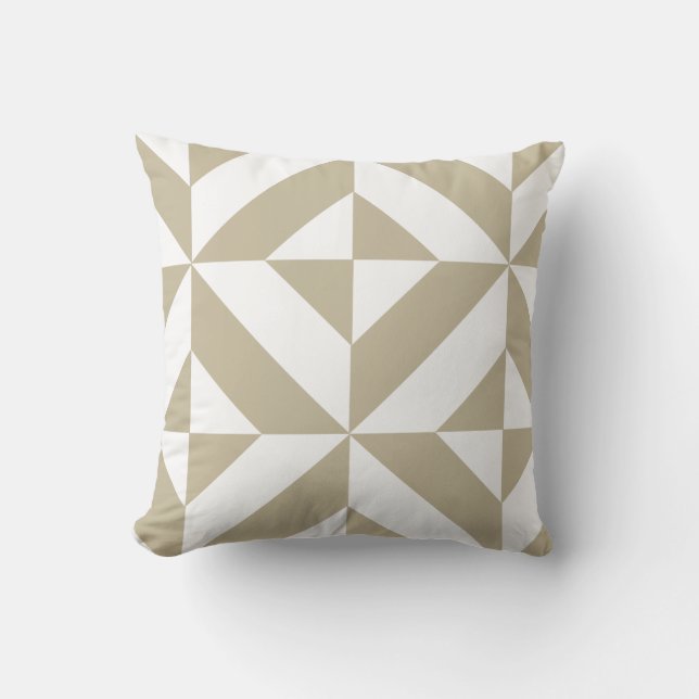Clay Beige Geometric Deko Cube Pattern Kissen (Vorderseite)