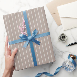 Clay Braun Weiße Streifen Geburtstag Geschenkpapier