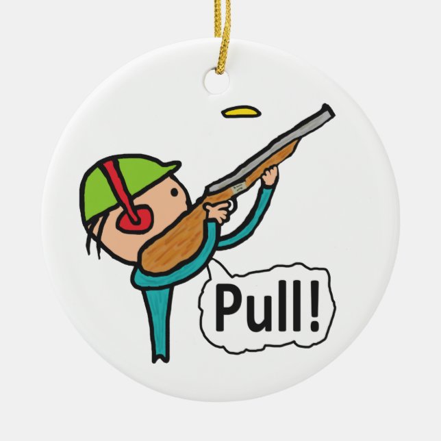 Clay Pigeon Trap Shooting Keramik Ornament (Vorne)