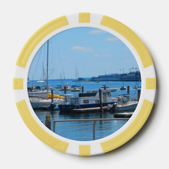 Clay Poker Chips Boston City Hafen Segel-Schiff se (Vorderseite)