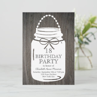 Clay Rustic Mason Jar 18. Geburtstag Einladung