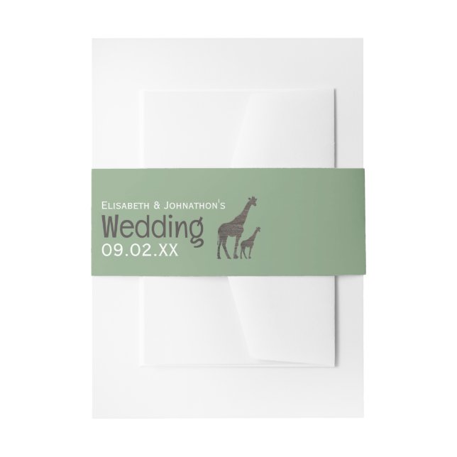 Clay Safari Giraffe, Rustikale Hochzeit Einladungsbanderole (Vorderseite Beispiel)