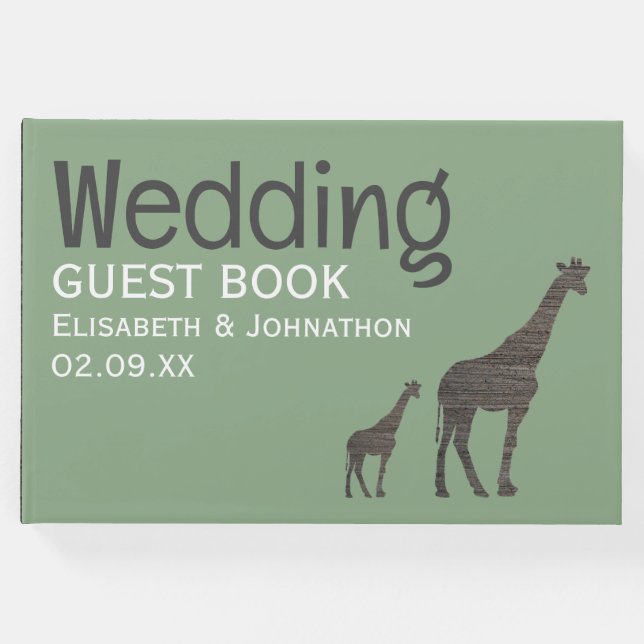 Clay Safari Giraffe, Rustikale Hochzeit Gästebuch (Vorderseite)