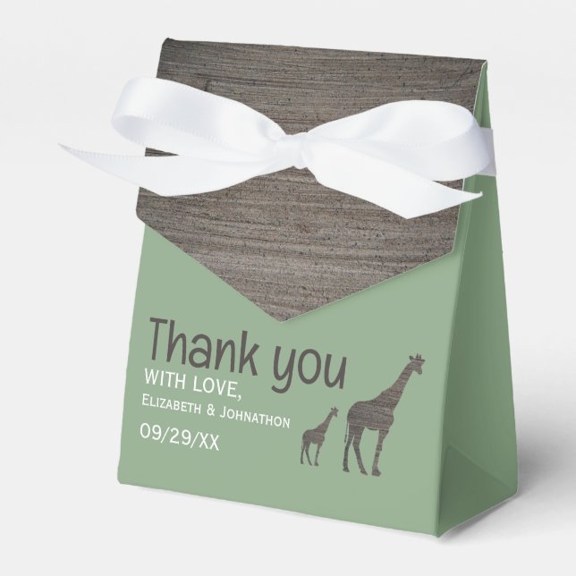 Clay Safari Giraffe, Rustikale Hochzeit Geschenkschachtel (Vorderseite)