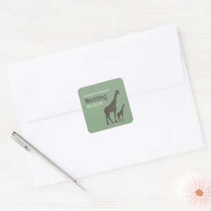 Clay Safari Giraffe, Rustikale Hochzeit Quadratischer Aufkleber