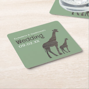 Clay Safari Giraffe, Rustikale Hochzeit Rechteckiger Pappuntersetzer