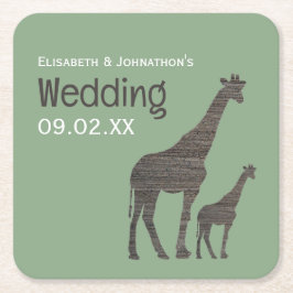 Clay Safari Giraffe, Rustikale Hochzeit Rechteckiger Pappuntersetzer