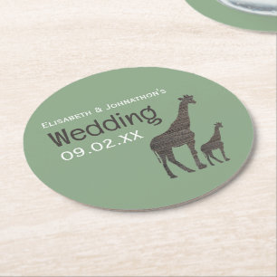 Clay Safari Giraffe, Rustikale Hochzeit Runder Pappuntersetzer