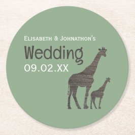 Clay Safari Giraffe, Rustikale Hochzeit Runder Pappuntersetzer