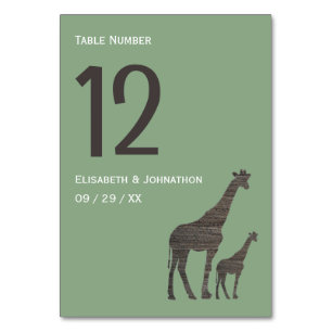 Clay Safari Giraffe, Rustikale Hochzeit Tischnummer