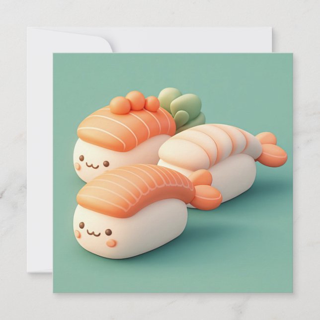 Clay Salmon and Shrimp Sushi Trio Postcard (Vorderseite)