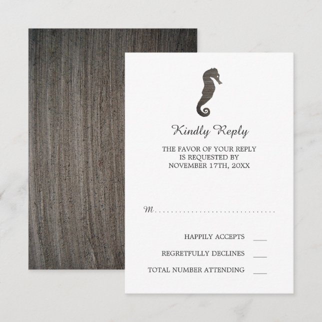 Clay Seepferd Beach Wedding RSVP Karte (Vorne/Hinten)