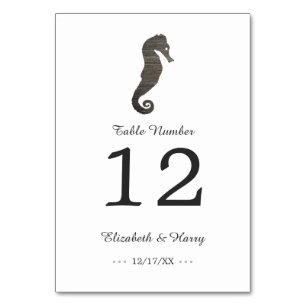 Clay Seepferd Beach Wedding Tischnummer