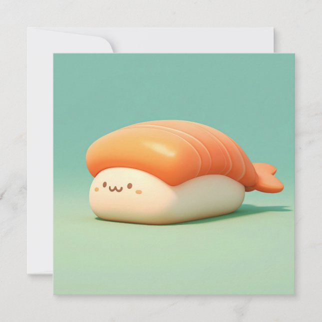 Clay Shrimp Nigiri Sushi Illustration Postcard (Vorderseite)