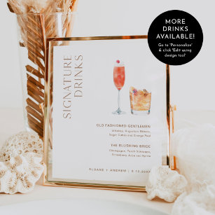 CLAY Signature Drinks Wedding Sign Poster