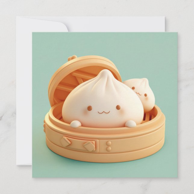 Clay Steamed Dumplings in Bamboo Basket Postcard (Vorderseite)